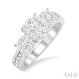 14KW 1.0 DIA CTW "LOVEBRIGHT" ENGAGEMENT RING COMPLETE - SZ