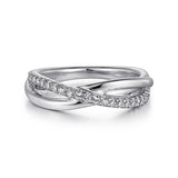 Sterling Silver White Sapphire Pave Criss-Cross Ring