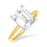 14K Yellow Gold Engagement Ring with Emerald Cut Center Diamond, 0.10 Carat TW