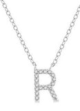10K White Gold Diamond Initial Necklace- 