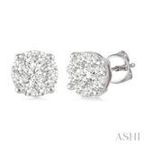 14K White Gold "Lovebright" Round Cut Diamond Stud Earrings w/ 1.0 ctw