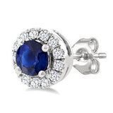 10KY Diamond and Sapphire Stud Earrings w/ 0.10 ctw