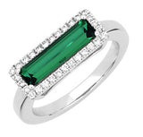 14K White Gold 1.10Carat TW Lab Grown Emerald and 0.20Carat TW Lab Grown Diamonds Ring