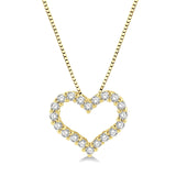 14K Yellow Gold Diamond Heart Pendant, 0.25 Carat TW