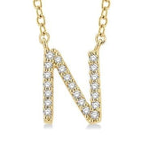 10KY Diamond Initial "N" Necklace w/ 0.07 ctw & 18" Chain