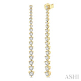 14K Yellow Gold Riviera Diamond Earrings, 1.50 Carat TW