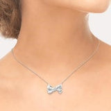 Sterling Silver Diamond Bow Tie Necklace, 0.02Carat TW