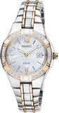 Stainless Steel Two Tone Diamond Seiko Watch w/ Mother of Pearl Face