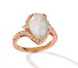 14K Rose Gold Opal and Diamond Fashion Rings, 2.25 Carat Opal, 0.57 Carat Dia TW