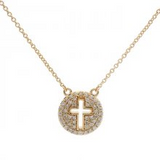14K Yellow Gold Diamond Pave Open Cross Pendant, 0.19Carat TW