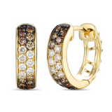 14K Honey Gold Chocolate and Vanilla Ombre Diamond Hoop Earrings, 0.61Carat TW