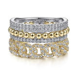 14K Two Tone Bujukan Diamond Stackable Ring, 1.0 Carat TW