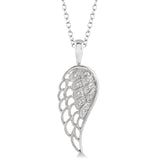 Sterling Silver Diamond Angel Wing Necklace, 0.05 Carat TW