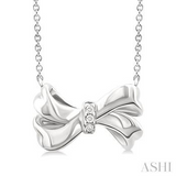 Sterling Silver Diamond Bow Tie Necklace, 0.02Carat TW