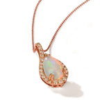 Rose Gold Opal Pendant with Diamonds