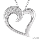 Silver Heart Shape Diamond Fashion Pendant, 0.03 Carat TW