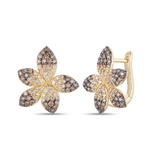 Yellow Gold Chocolate Ombre Floral Diamond Earrings