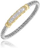 Sterling Silver/14K Yellow Gold 4MM Diamond Fashion Bracelet .72Carat TW