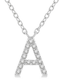 White Gold Diamond Initial Necklace-