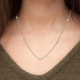 14KW Diamond Station Necklace 18" w/ 0.25 ctw