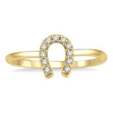 10KY Diamond Horseshoe Petite Fashion Ring w/ 0.10 ctw