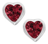 Sterling Silver Heart July CZ Birthstone Earrings