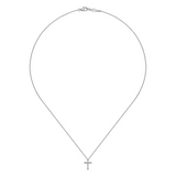 Sterling Silver 0.02Carat Diamond Cross Pendant 16"