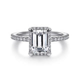 14KW Hidden Halo Emerald Cut Diamond Engagement Ring w/ 0.30 ctw