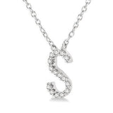 10K White Gold Initial "S" Necklace w/ 0.05 ctw