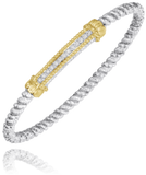 Sterling Silver/14K Yellow Gold 4MM  Diamond Fashion Bracelet .10Carat TW