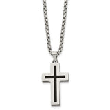 Stainless Steel Cross, Black Enamel  24