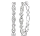 10K White Gold Round Cut Diamond Hoops, 0.15 Carat TW