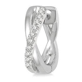 10K White Gold Intersecting Arm Diamond Huggie Earrings, 0.10 Carat TW
