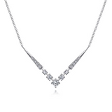 14K White Gold Diamond Chevron Necklace, 0.41Carat TW