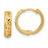 14K Yellow Gold Diamond Cut Hinged Hoop Earrings