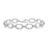 Sterling Silver Diamond Oval Link Fashion Bracelet, 0.10Carat TW