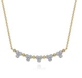 Yellow Gold Diamond Trio Stations Bujukan Bar Necklace, .27CTW