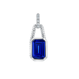 14KW  Lab Grown 2.57CT Blue Sapphire  with .23CTW Diamond Pendant