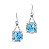 14K White Gold Lab Grown Aqua Spinel and Diamond DropEarrings, 4.22 Carat TW