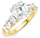 14K Yellow /White Gold 2.0Carat Diamond Round with 1.0Carat TW Oval Diamonds Engagement Ring - Semi-Mount
