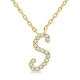10K Yellow Gold Diamond "S" Script Necklace, 0.05 Carat TW