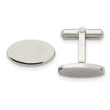 Stainless Steel Polished Oval Cuff Links