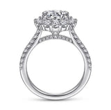 14K White Gold Round Halo Diamond Engagement Ring w/ 1.00 ctw