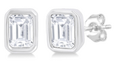 .20Carat TW Petite Bezel Set Emerald Cut Diamond Fashion Stu