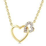 10KYG Interlocked Heart Diamond Petite Pendant with 18" Chain – 0.10ctw