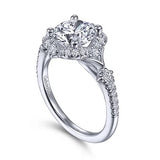 14KW Veronique Vintage Inspired Halo Diamond Engagement Ring w/ 0.37 ctw