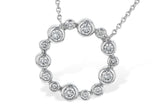 14K White Gold Bezel Set Diamond Circle Necklace, 0.25 Carat TW