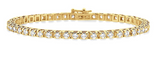 14k Yellow Gold Round Cut Diamond Tennis Bracelet, 5.0 Carat TW