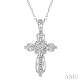 Sterling Silver Diamond Cross Pendant, 0.05 Carat TW