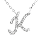 10K White Gold Diamond Initial "K" Necklace, 0.07 Carat TW